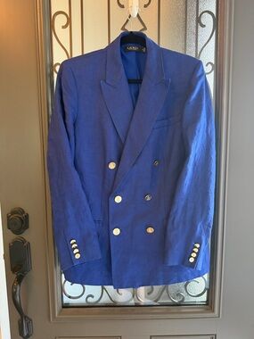 Ralph Lauren Double-Breasted Blazer in Cobalt Blue with Gold Buttons